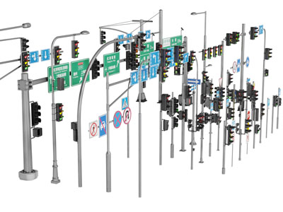 现代不同规格的红绿灯公共设施3d模型 现代不同规格的红绿灯公共设施
