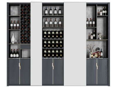 现代轻奢黑色酒柜3d模型 现代轻奢黑色酒柜