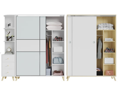 现代白色推拉门衣柜