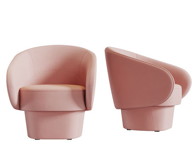 现代轻奢粉色单人沙发3d模型 现代轻奢粉色单人沙发