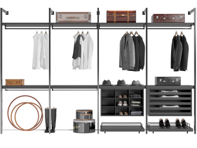 现代开放式更衣室收纳衣柜