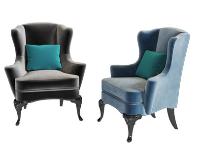 欧式金丝绒单人沙发3d模型 欧式金丝绒单人沙发