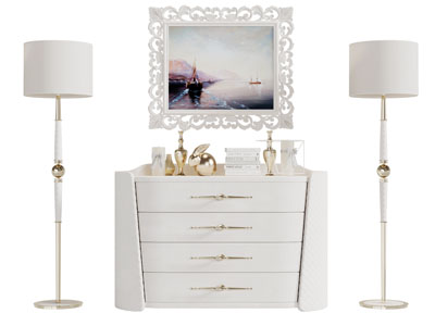 现代白色斗柜玄关柜落地灯