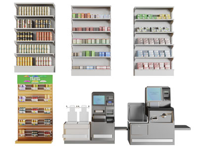 现代超市便利店金属货架收音机3d模型 现代超市便利店金属货架收音机