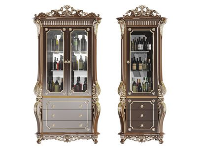 欧式古典玻璃柜门酒柜3d模型 欧式古典玻璃柜门酒柜