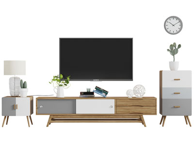 北欧实木电视柜边柜