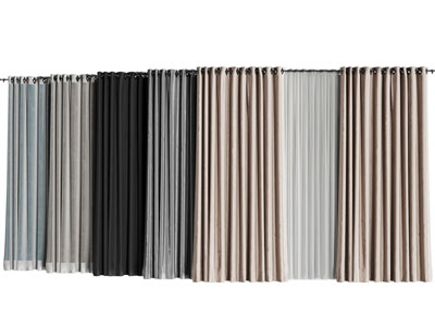 窗帘杆上的布艺窗帘窗纱3d模型 窗帘杆上的布艺窗帘窗纱