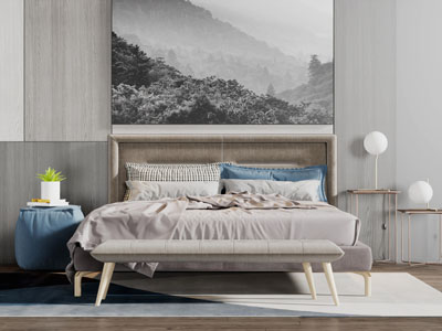 北欧双人床床尾凳