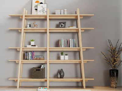 北欧实木梯形书架装饰柜