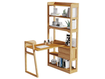 北欧实木书桌书柜组合家具