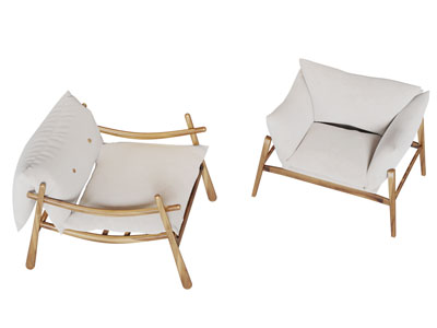 北欧实木支架的休闲椅子