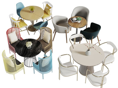 现代轻奢圆形餐桌椅组合