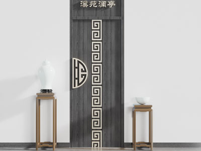 新中式装饰雕花的平开门