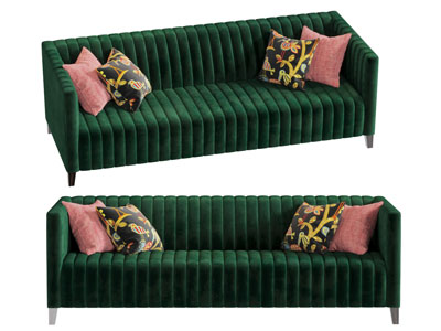 现代复古绿色多人沙发