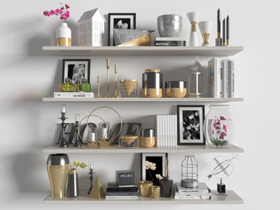 现代实木搁板收纳架