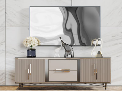 现代轻奢电视柜电视机