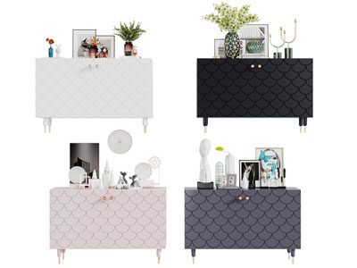 现代鱼鳞纹理的玄关柜边柜