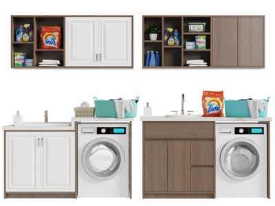 北欧实木阳台储物收纳柜洗衣机