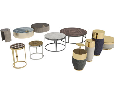 现代圆形茶几边几3d模型 现代圆形茶几边几