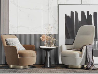 现代布艺单人沙发3d模型 现代布艺单人沙发