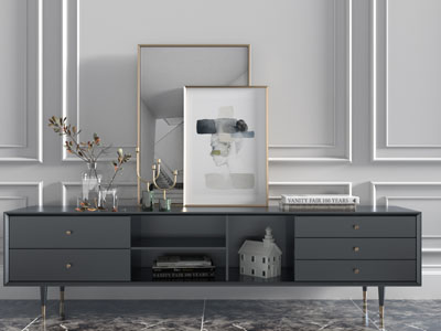 现代轻奢黑色电视柜