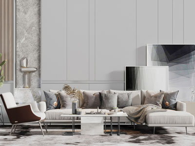 现代布艺转角多人沙发休闲椅子组合