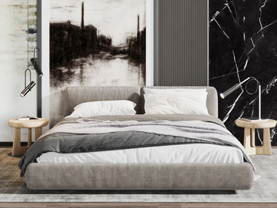 现代布艺双人床