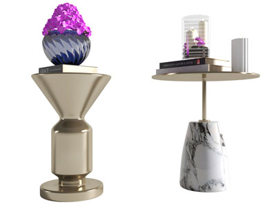 现代轻奢金色茶几3d模型 现代轻奢金色茶几