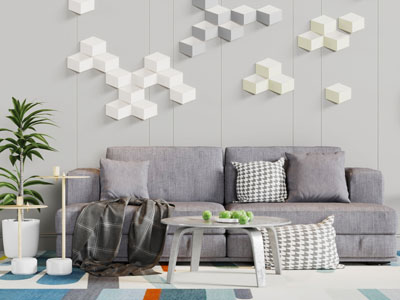 现代布艺多人沙发茶几组合