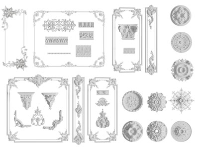 法式雕花石膏线构件灯盘