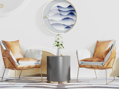 新中式金属支架的休闲椅子