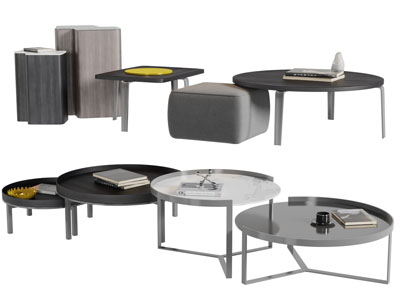 现代圆形茶几边几3d模型 现代圆形茶几边几