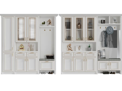 简欧白色实木玄关装饰鞋柜