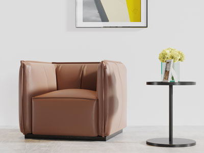 现代橙色皮革单人休闲沙发3d模型 现代橙色皮革单人休闲沙发