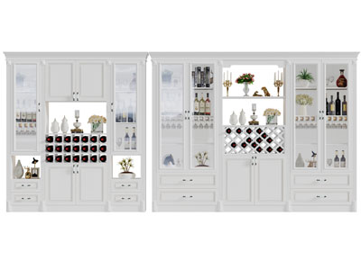 简欧白色加宽酒柜