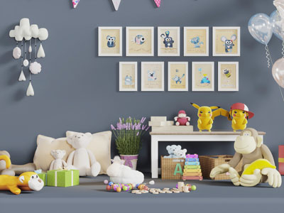 现代儿童布艺玩偶积木玩具活动空间