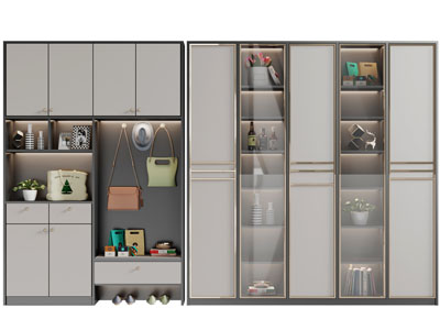 现代轻奢玻璃柜门的装饰柜鞋柜