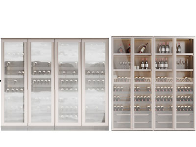 现代玻璃双开门的冷藏酒柜