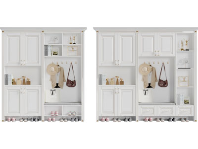 简欧白色带卡座的装饰鞋柜