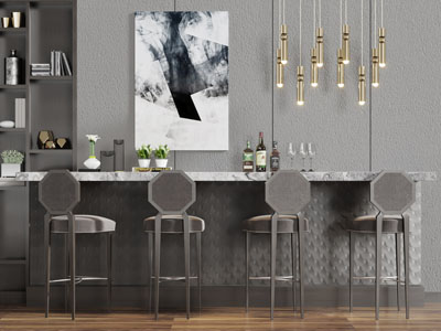 现代大理石台面的吧台吧椅