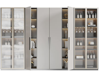 现代装饰实木门的酒柜3d模型 现代装饰实木门的酒柜