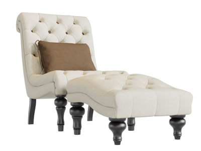 欧式白色布艺软包休闲椅子脚踏