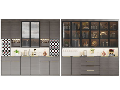 现代加宽实木酒柜