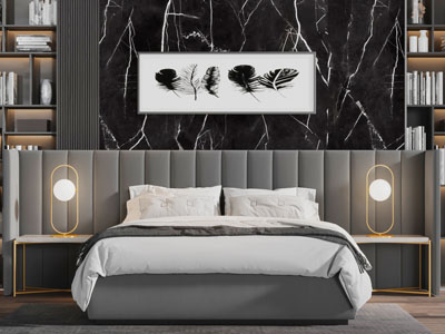 现代轻奢超宽床头的双人床