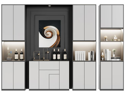 现代中间镂空的酒柜