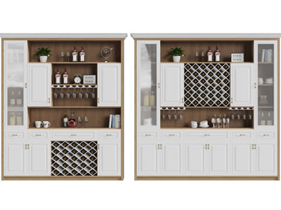 北欧实木撞色酒柜