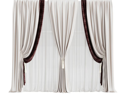 现代窗帘窗纱3d模型 现代窗帘窗纱