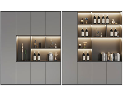 现代装饰灯带的酒柜