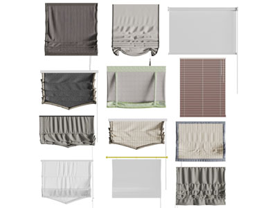 欧式布艺罗马帘拉帘挂帘3d模型 欧式布艺罗马帘拉帘挂帘