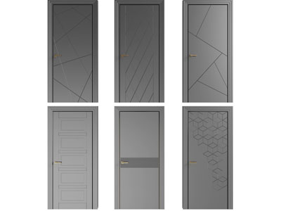 新中式灰色单扇平开门